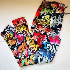 NEW Prints of Bel-Air Colorful Graffiti Print Joggers Men’s Size Large